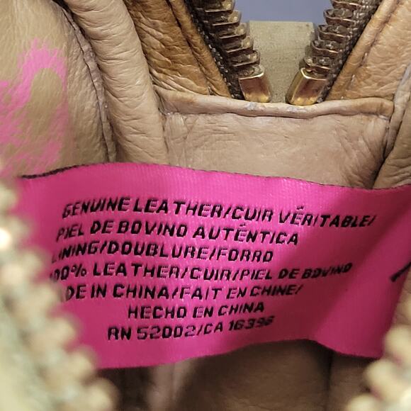 Vintage Juicy Couture Signature Canteen Bag Tan Circle Logo Crossbody Leather - Picture 11 of 16